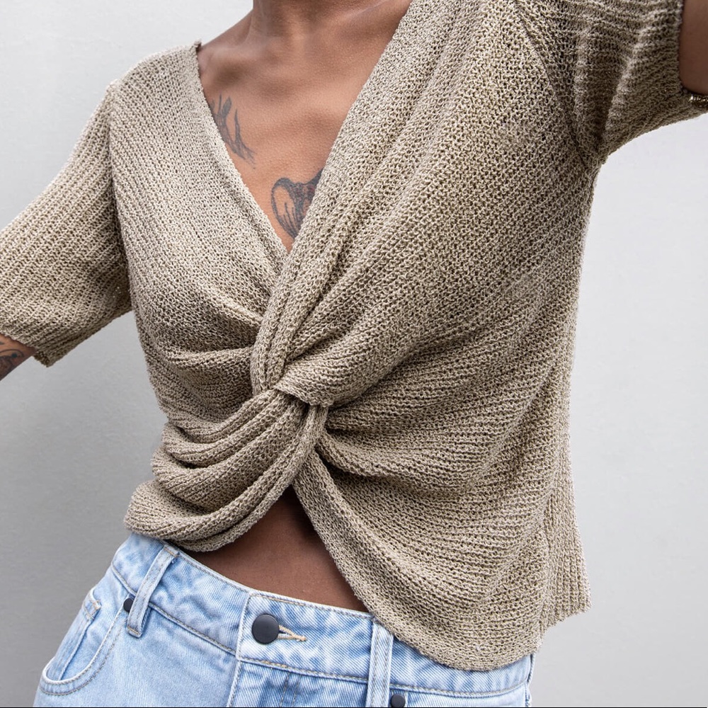 OAK + FORT knitted twist knot top